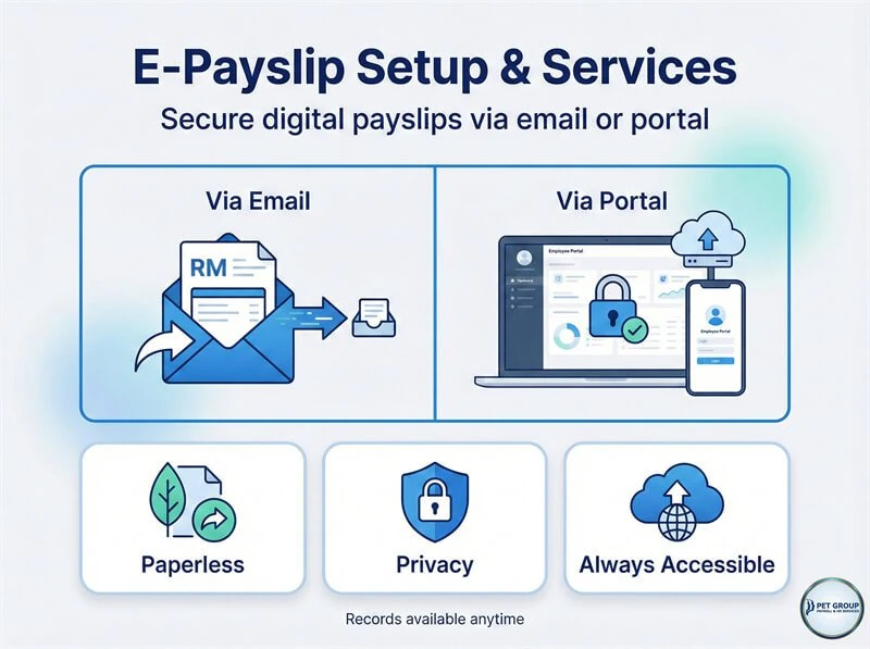 Electronic payslip delivery and employee access
