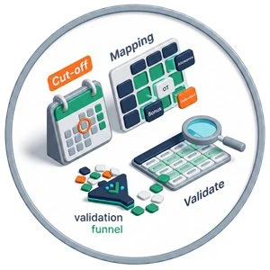 Illustration of payroll cut-off, mapping and validation